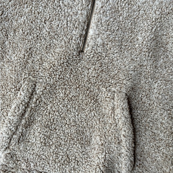 Old Navy Quarter Zip Sherpa Front Pockets Beige Women's Size Small - Picture 2 of 10